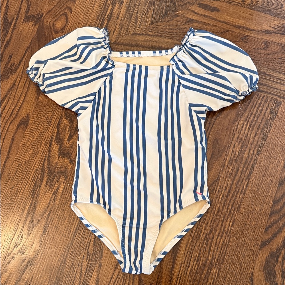 Pink Chicken Blue and White Striped Kids One Piece